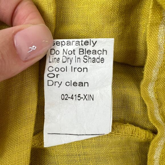 Lungo L'Arno Yellow White M Top Striped Round Neck 3/4 Sleeve Ruffle ITALY - Picture 9 of 9